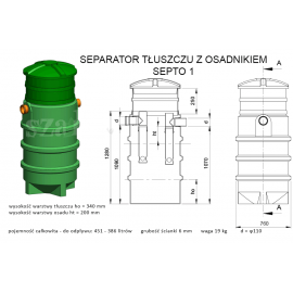 Separator tłuszczu z odmulaczem SZAKK SEPTO 1l/s
