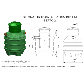 Separator tłuszczu z odmulaczem SZAKK SEPTO 2l/s