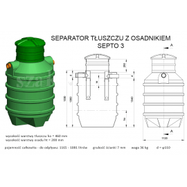 Separator tłuszczu z odmulaczem SZAKK SEPTO 3l/s