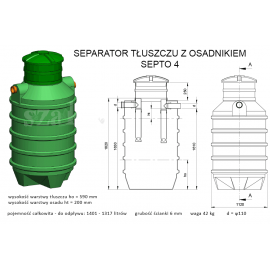 Separator tłuszczu z odmulaczem SZAKK SEPTO 4l/s