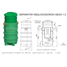 Separator węglowodorów olei SZAKK SEW 1,5l/s